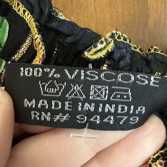 Me 2 Magic Anthropologie Maxi Dress 1X Dark Floral Metallic Tiered Smocked - Picture 7 of 8